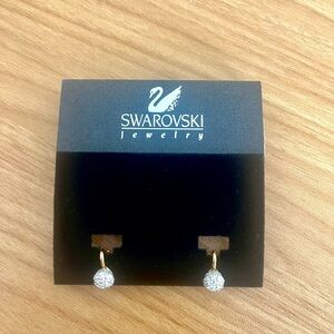 Swarovski Gold Crystal Clip-On Drop Earrings New